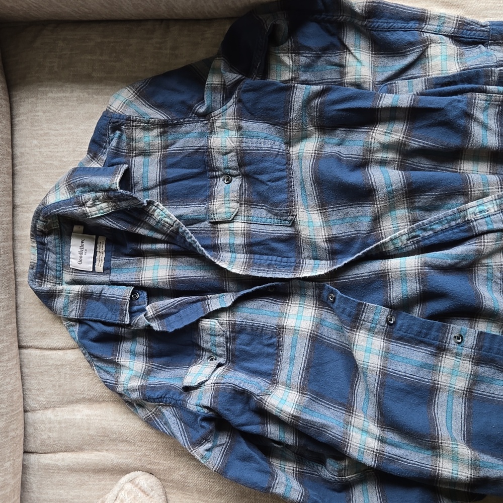 Mens Blue and White Button Down Shirt
